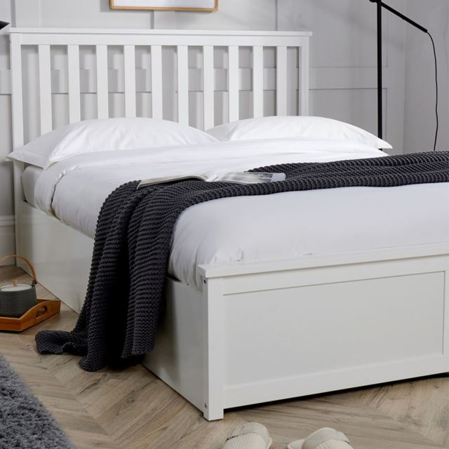 Home Source Florida King Size White Wooden Ottoman Bed Frame with Storage - image 1