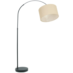 ValueLights Louis Cream Fabric Drum Shade Black Curved LED Floor Lamp