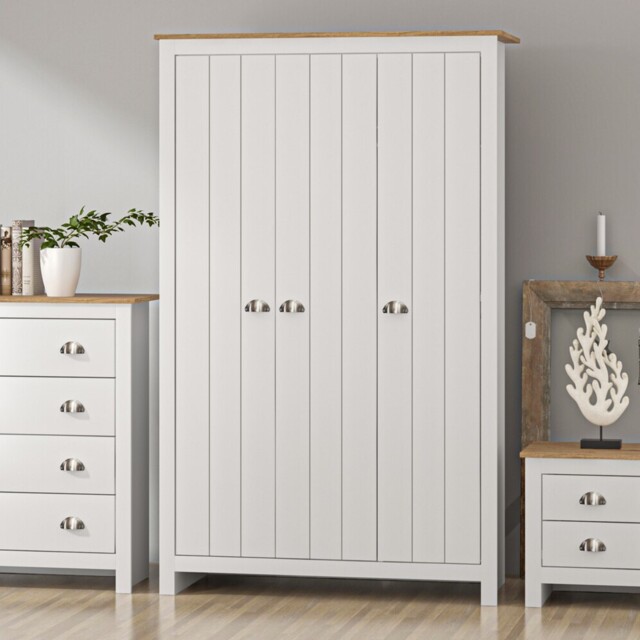 Lexington 3 Door White and Oak Wardrobe - image 1