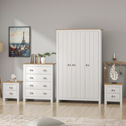 Lexington 3 Door White and Oak Wardrobe - thumbnail 4