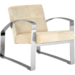 Premier Housewares Kensington Townhouse Hairon Cream Leather Accent Chair with Steel Legs - thumbnail 2
