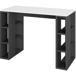 Decortie Colmar White and Anthracite Grey 6 Shelf Computer Desk - thumbnail 2