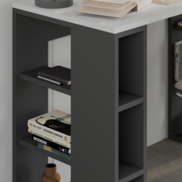 Decortie Colmar White and Anthracite Grey 6 Shelf Computer Desk - thumbnail 3