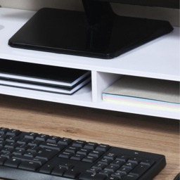 White 2 Shelf Single Drawer Flatpack Monitor Stand - thumbnail 3