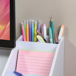 White 2 Shelf Single Drawer Flatpack Monitor Stand - thumbnail 4