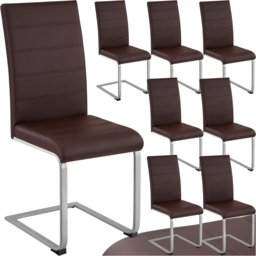 tectake Brown Cantilever High Backrest Dining Chair Set of 8 - thumbnail 2