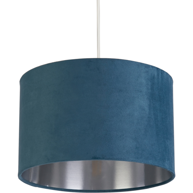 Lighting Collection Teal Silver Inner Velvet Drum Shade - image 1