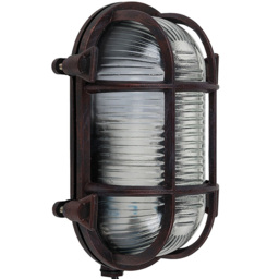 ValueLights Bow Oval Rust Nautical Bulkhead Warm LED Outdoor Wall Light