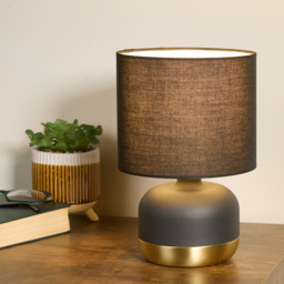 Lighting Collection Ezra Black and Gold Touch Lamp - thumbnail 2