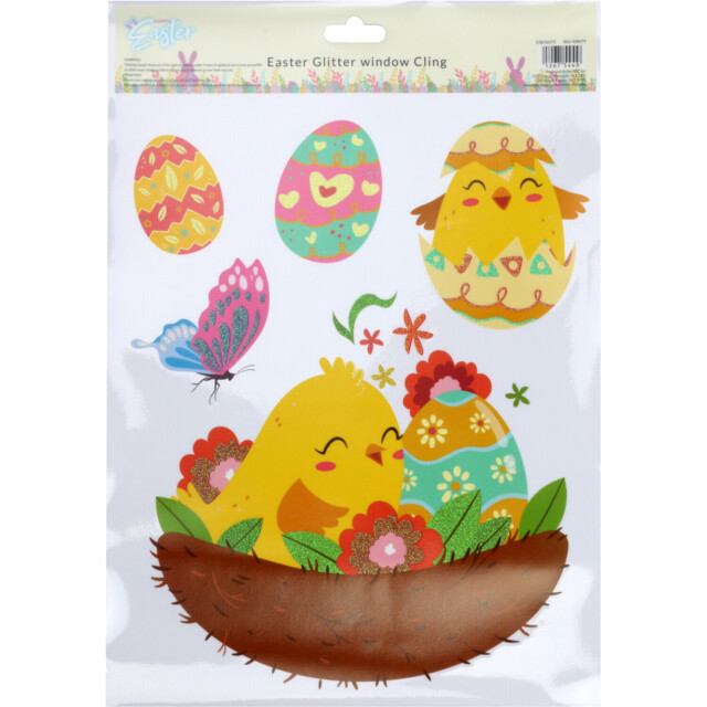 Easter Glitter Window Cling - Multicolour - image 1
