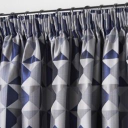 Alan Symonds Scandi Jacquard Lined Pencil Pleat Taped Top Curtains Blue Grey Silver 228 x 274cm - thumbnail 2