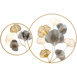 Portland 3D Gold Metal Ginkgo Leaves Wall Art Canvas