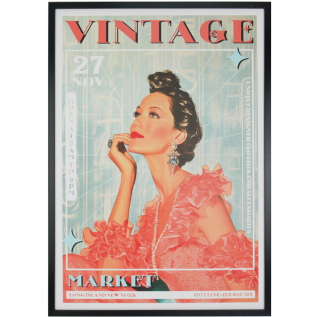 Elegant Vintage Lady Framed Print - Multicolour - image 1