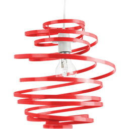 Happy Homewares Red Gloss Metal Double Ribbon Spiral Swirl Ceiling Pendant Shade - thumbnail 3