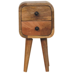 Artisan Furniture Oak-ish 2 Drawer Solid Wood Extra Mini Curved Bedside Table - thumbnail 2