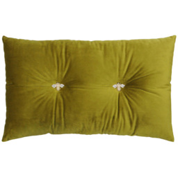 Paoletti Bumble Bee Olive Velvet Cushion