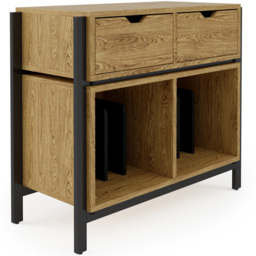 Dorel Louisiana Warm Oak 2 Drawer Turntable Stand - thumbnail 2