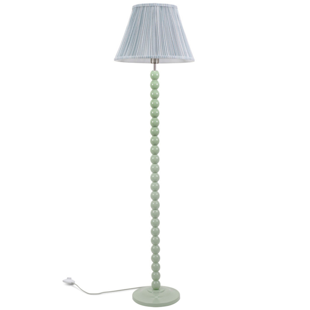 ValueLights Bobbins Blue Stripe Pleated Shade Sage Green LED Floor Lamp - image 1
