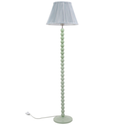ValueLights Bobbins Blue Stripe Pleated Shade Sage Green LED Floor Lamp - thumbnail 1