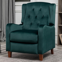 Furniture One Green Wing Back Pushback Recliner Armchair
