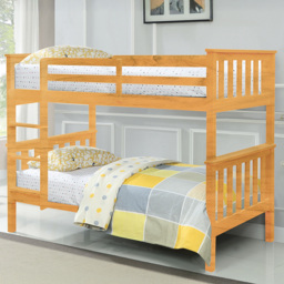Comfy Living Premium Single Caramel Wooden Bunk Bed