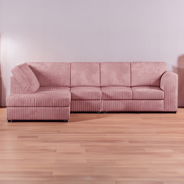 Luxor 5 Seater Pink Jumbo Cord Left Hand L Shaped Corner Sofa with Full Back - image 1