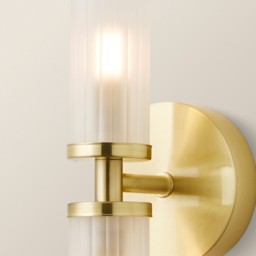 ValueLights Canya Matte Gold 2 Way Up Down Frosted Reeded Glass LED Wall Light - thumbnail 4