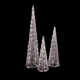 3 in 1 Acrylic LED Set of Cone Trees 3D Christmas Outdoor Light Decoration - 90/60/45cm - thumbnail 3