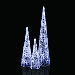 3 in 1 Acrylic LED Set of Cone Trees 3D Christmas Outdoor Light Decoration - 90/60/45cm - thumbnail 2