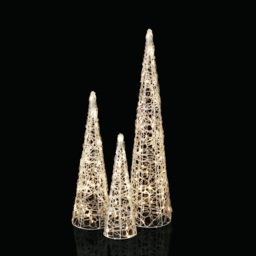 3 in 1 Acrylic LED Set of Cone Trees 3D Christmas Outdoor Light Decoration - 90/60/45cm - thumbnail 1
