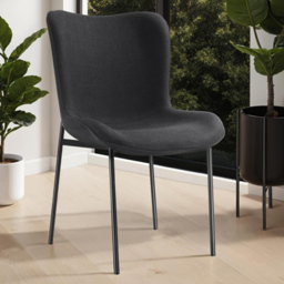 tectake Tessa Black Woven Fabric Padded Dining Chair Set of 4