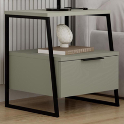 FWStyle Pal Ash Green Single Door Bedside Table - thumbnail 1