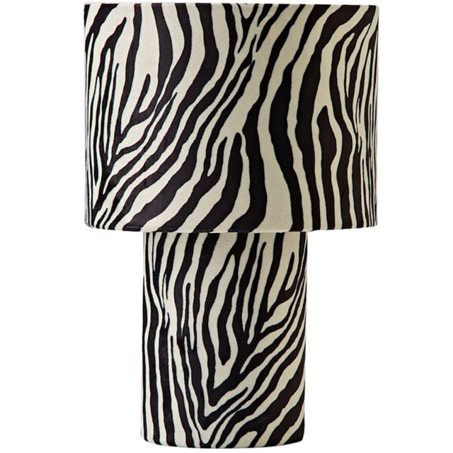 ValueLights Nessa Zebra Pattern Velvet Table Lamp and Bulb - image 1