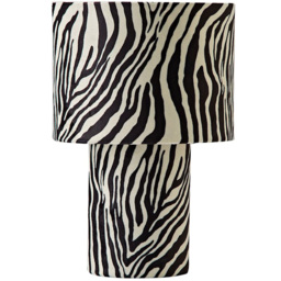 ValueLights Nessa Zebra Pattern Velvet Table Lamp and Bulb
