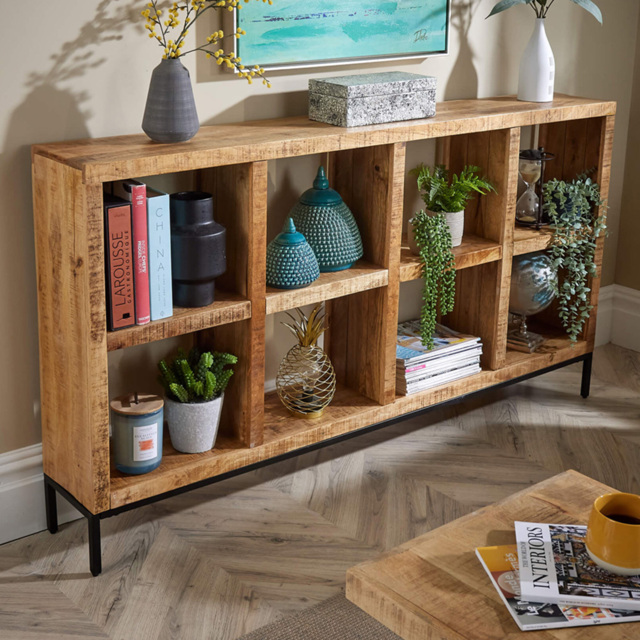 Home Source Stockon 8 Shelf Mango Wood Wide Bookcase - image 1