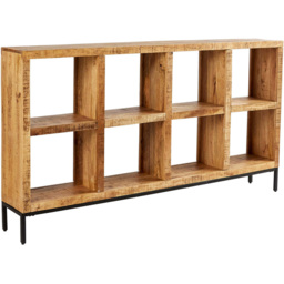 Home Source Stockon 8 Shelf Mango Wood Wide Bookcase - thumbnail 2
