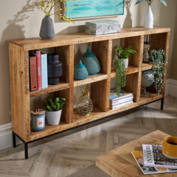 Home Source Stockon 8 Shelf Mango Wood Wide Bookcase