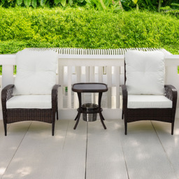 Furniture One 2 Seater Wicker Garden Armchair Bistro Set with Ice Bucket