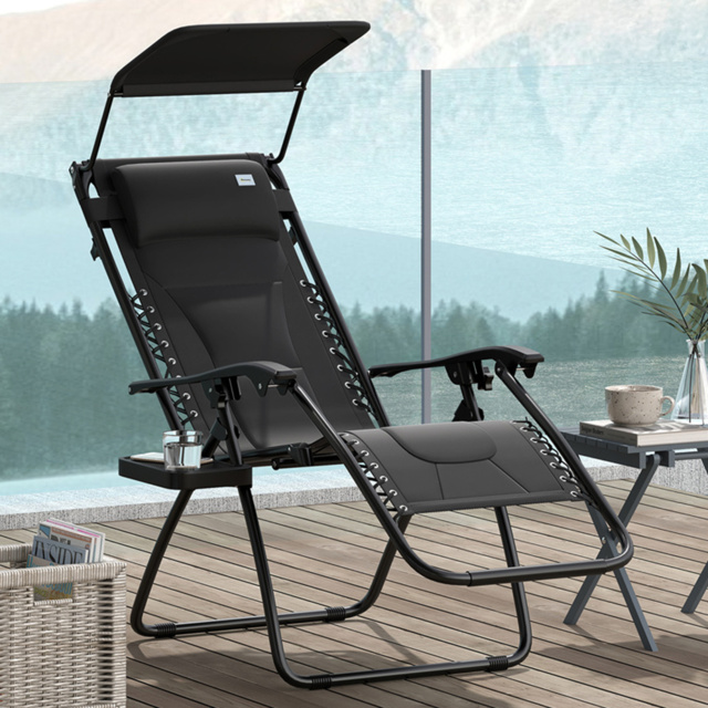 Outsunny Black Zero Gravity Recliner Lounger - image 1