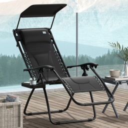 Outsunny Black Zero Gravity Recliner Lounger - thumbnail 1