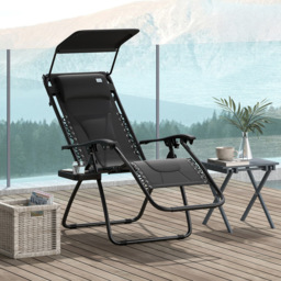 Outsunny Black Zero Gravity Recliner Lounger - thumbnail 4