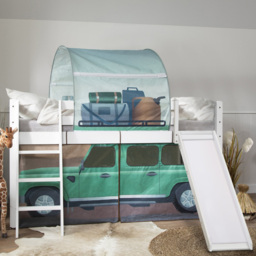 Noa and Nani Moro White Safari Mid Sleeper Cabin Bed with Slide - thumbnail 1