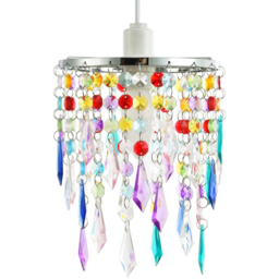 Happy Homewares Multi Colour Acrylic Drops and Beads Waterfall Pendant Shade