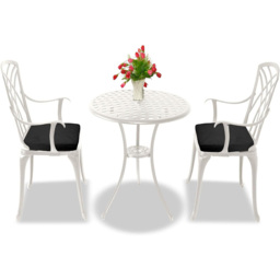 Centurion Oshowa White and Black 2 Seater Cast Aluminium Garden Bistro Set with Cushions - thumbnail 4