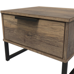 Crowndale Hong Kong Single Drawer Vintage Oak Side Table Ready Assembled - thumbnail 4