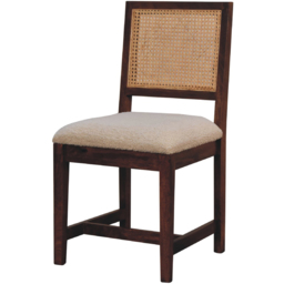 Artisan Furniture Chestnut and Cream Boucle Upholstered Rattan Mango Wood Chair - thumbnail 3