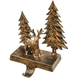 Ivyline Antique Brass Deer Scene Christmas Stocking Holder 19 x 15cm - thumbnail 3
