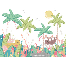 Origin Murals Jungle Animals Light Green Wall Mural - thumbnail 2