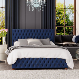Laurence Llewelyn-Bowen Seren King Size Navy Plush Velvet Ottoman Bed