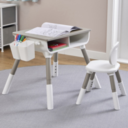 Liberty House Toys White and Grey Adjustable Table and Chair Set